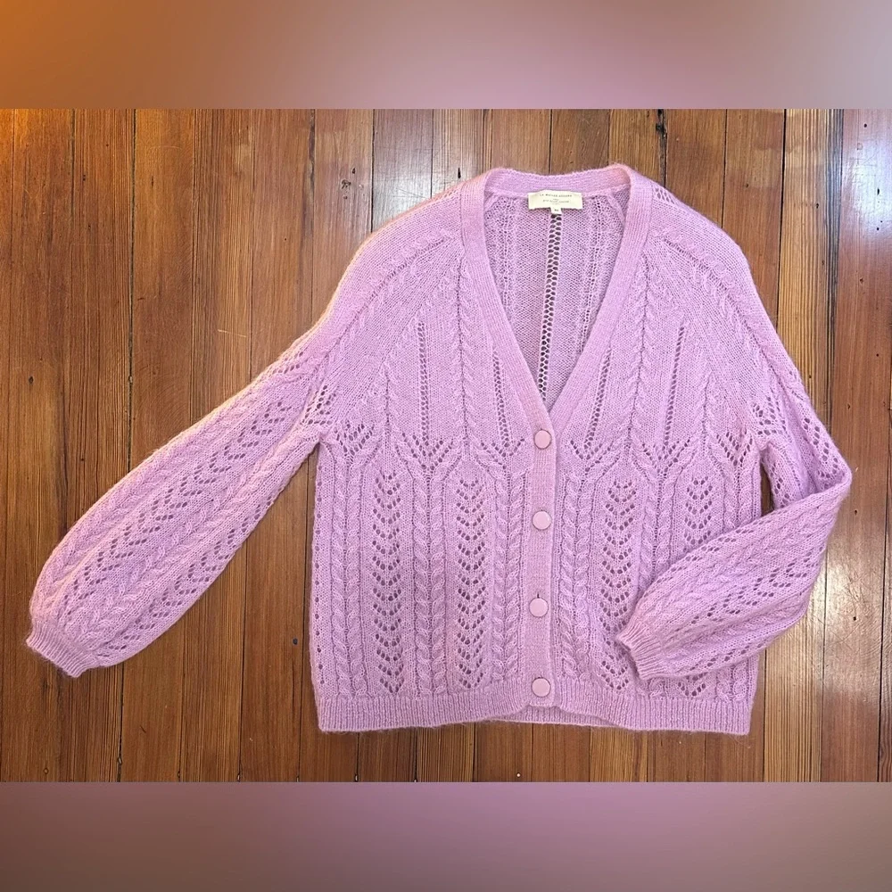 Sezane Lilac Openwork Knit Cardigan - Picture 4 of 9